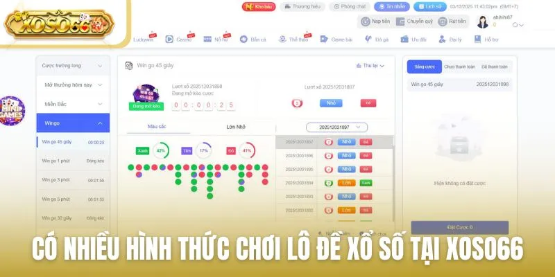 Có nhiều hình thức chơi lô đề xổ số tại nhà cái Xoso66