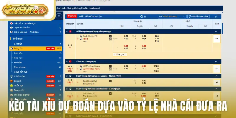 Kèo tài xỉu dự đoán dựa vào tỷ lệ nhà cái đưa ra