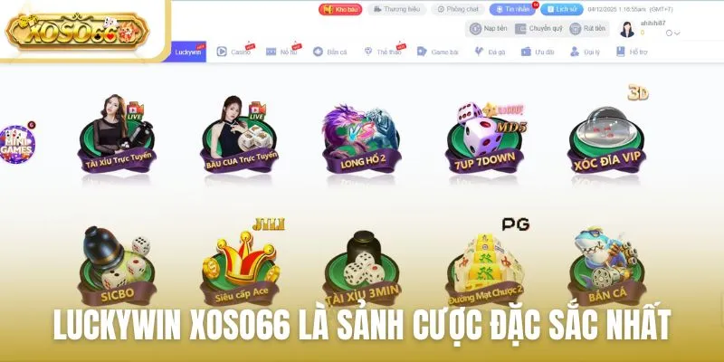 Luckywin Xoso66 là sảnh cược đặc sắc nhất tại nhà cái