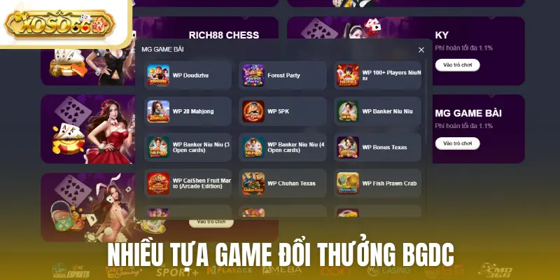 Nhiều tựa game đổi thưởng bgdc