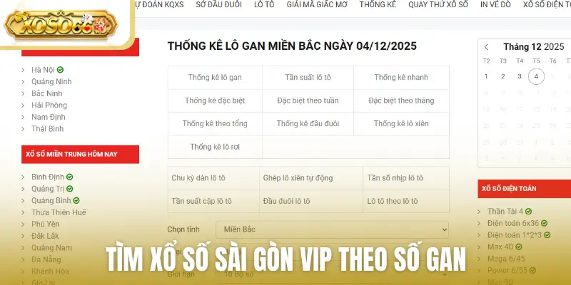 Tìm xổ số Sài Gòn Vip theo số gan